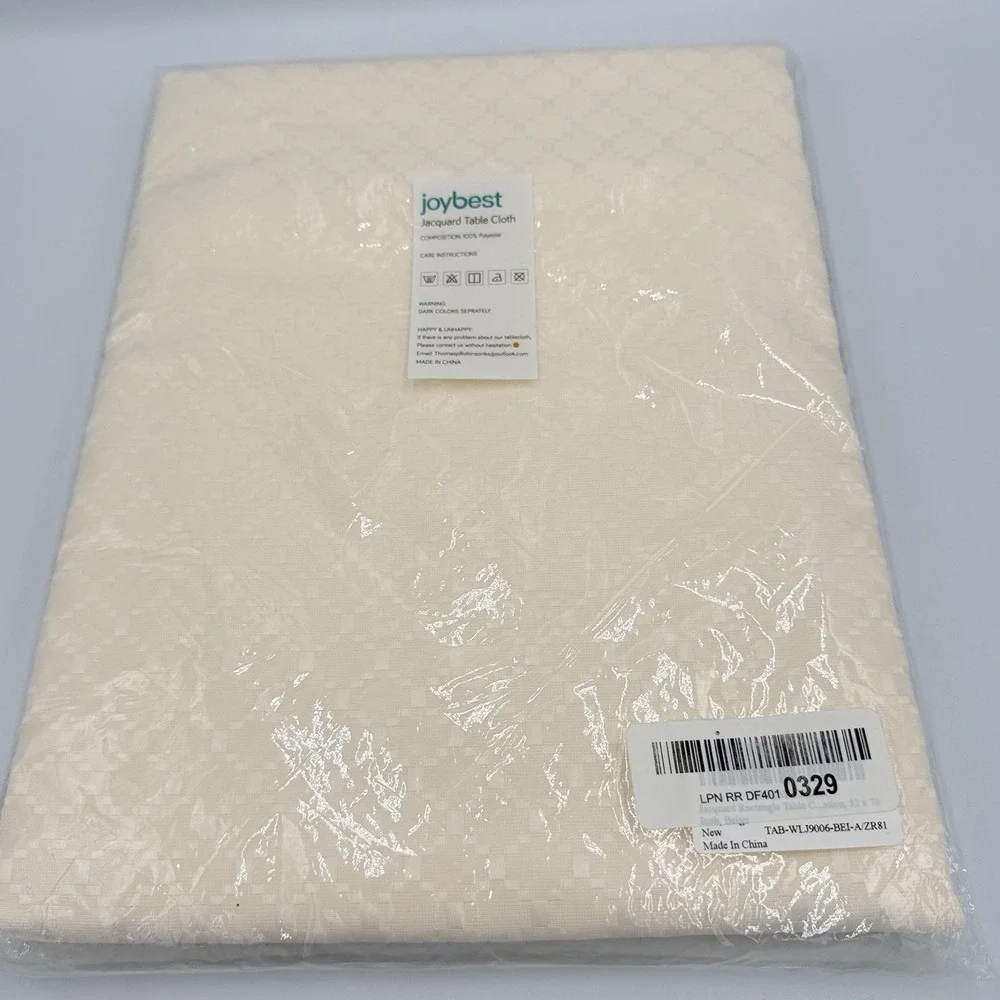 Joybest Jacquard Tablecloth 52x70 Beige Cream Rectangle Basketweave New